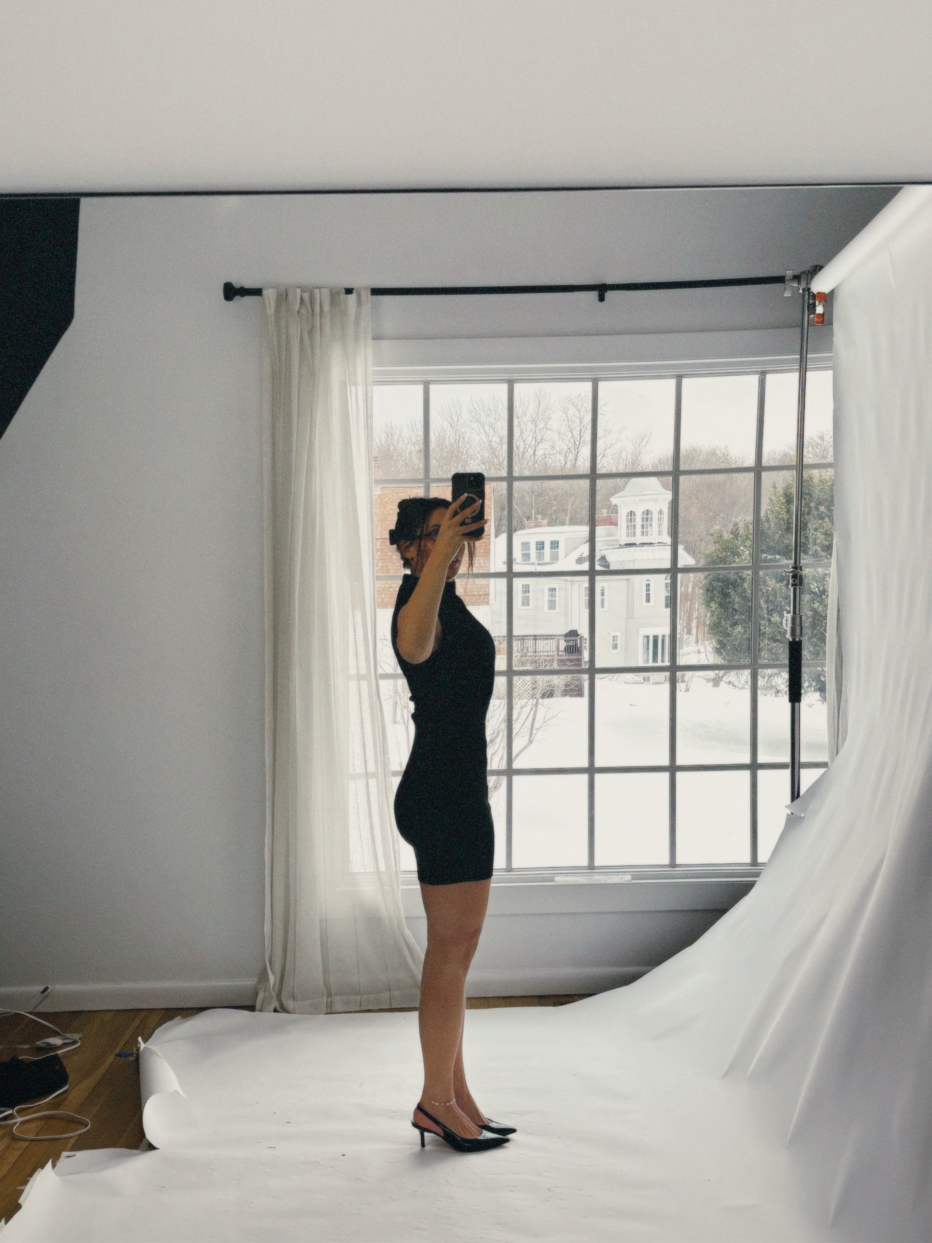 90's Inspired High Neck Capsleeve Black Mini Dress (Sourced NYC)