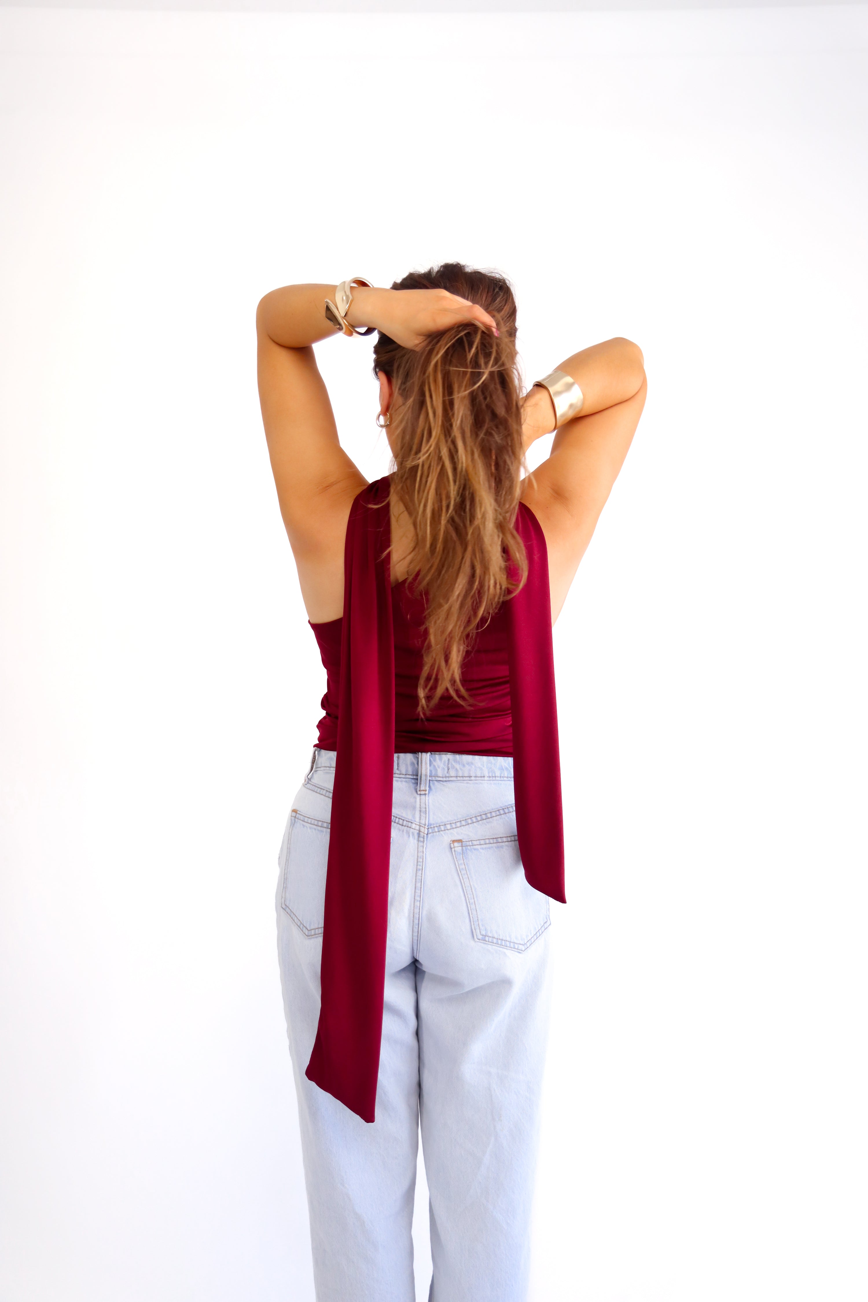 One Shoulder Top with Scarf