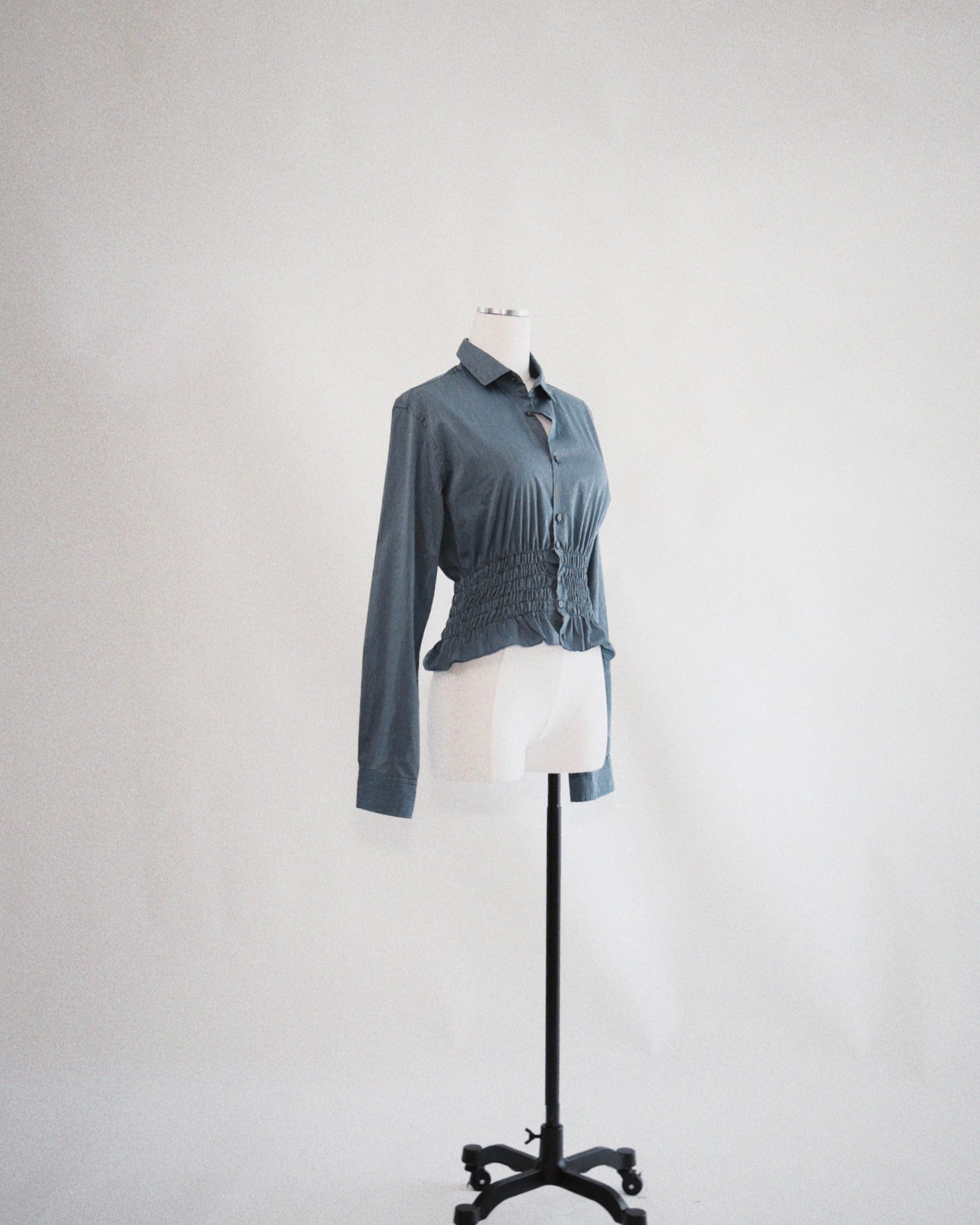 Reworked Shirred Button-Up (Made in NYC)