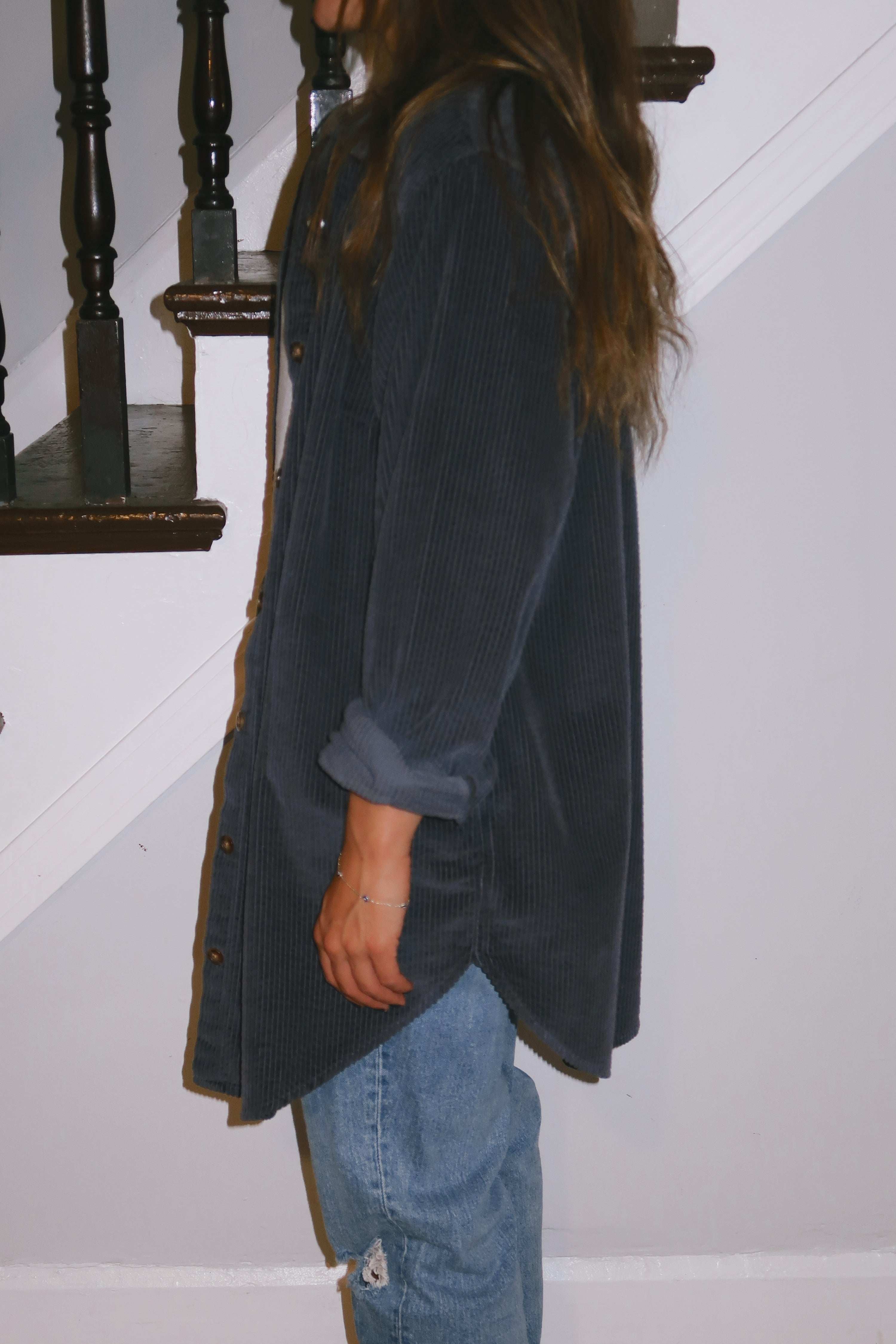 L.L. Bean Navy Corduroy Button-Up
