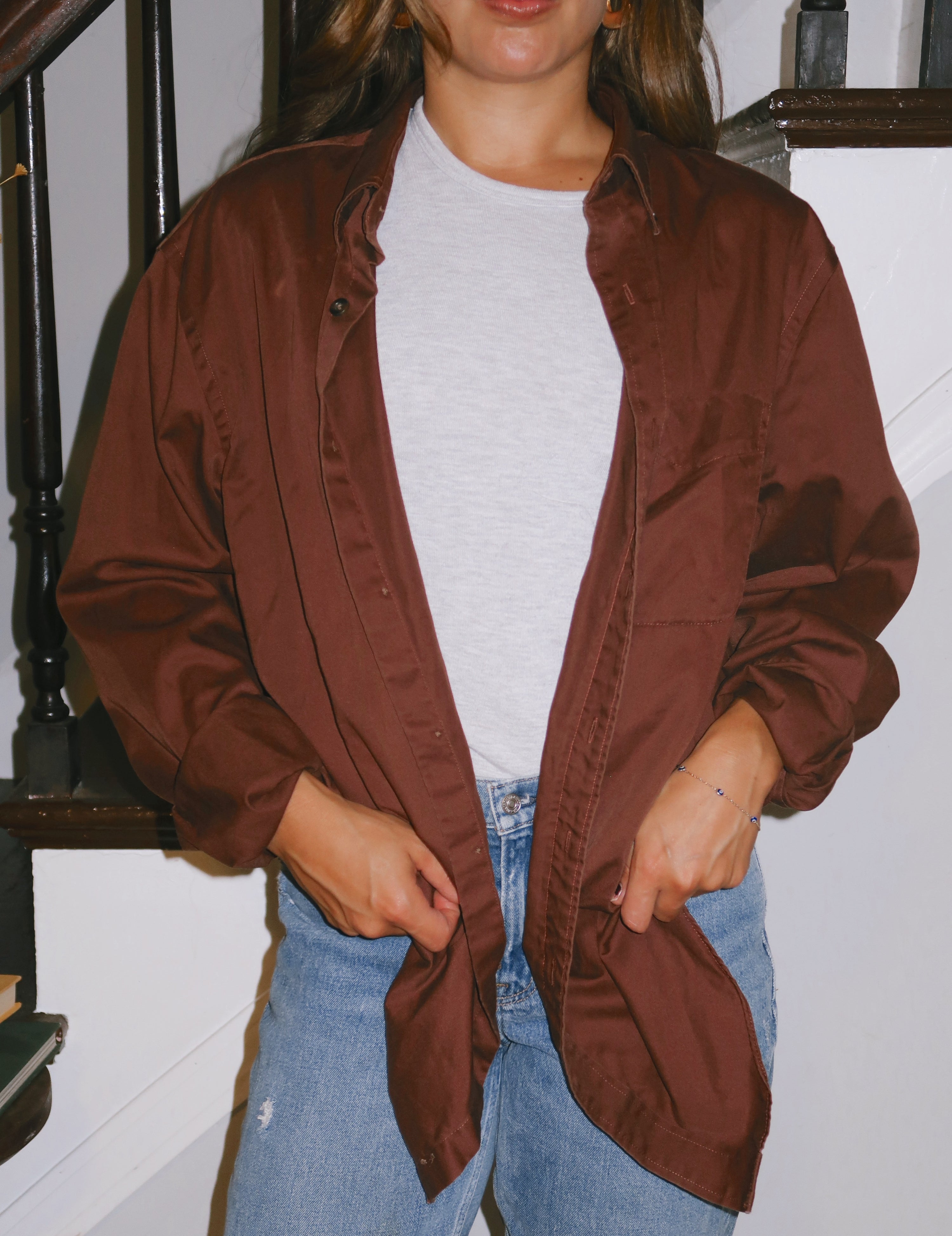 Chocolate Brown Button-Up
