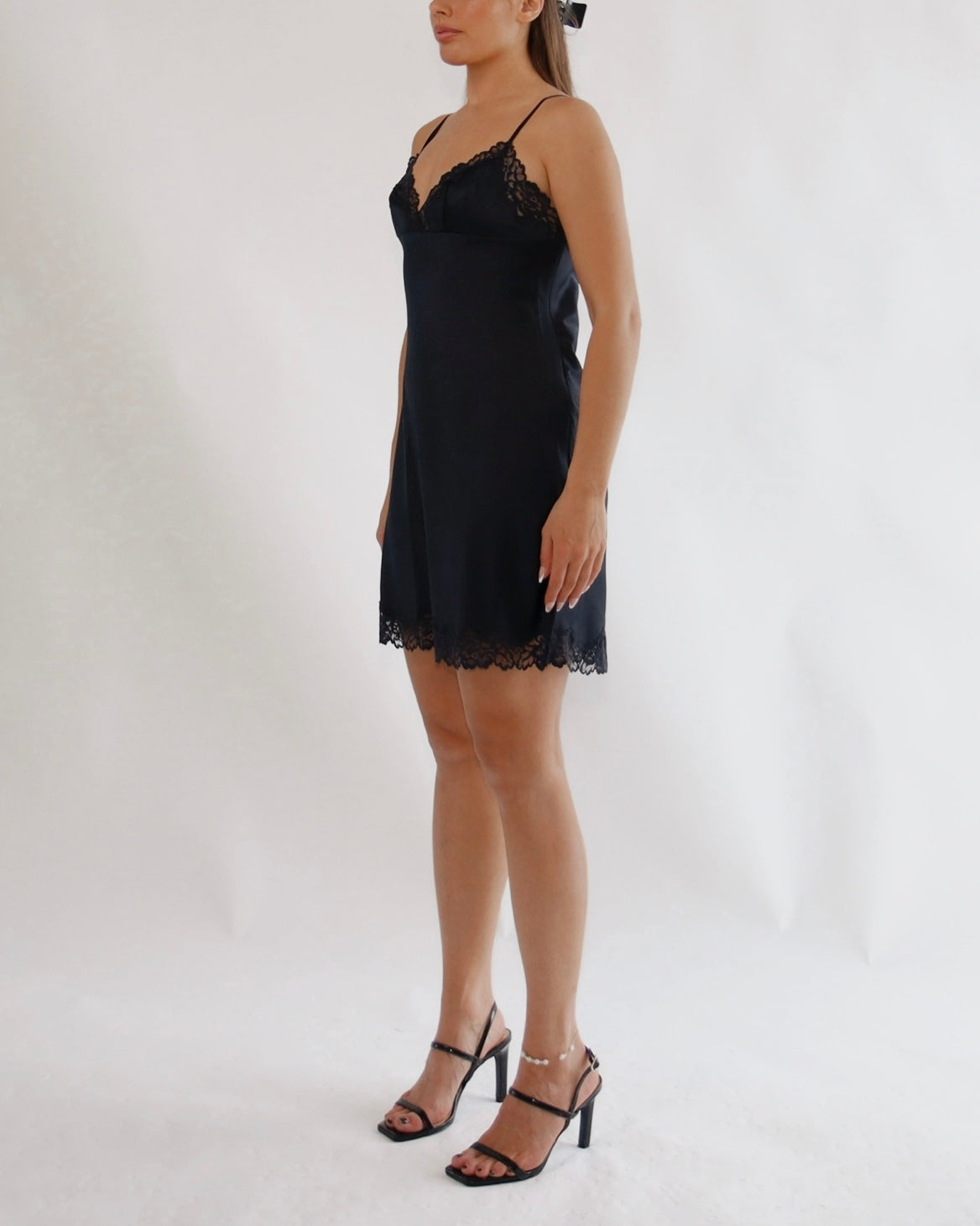 90's Inspired Blue Lace Slip Dress (Sourced in NYC)