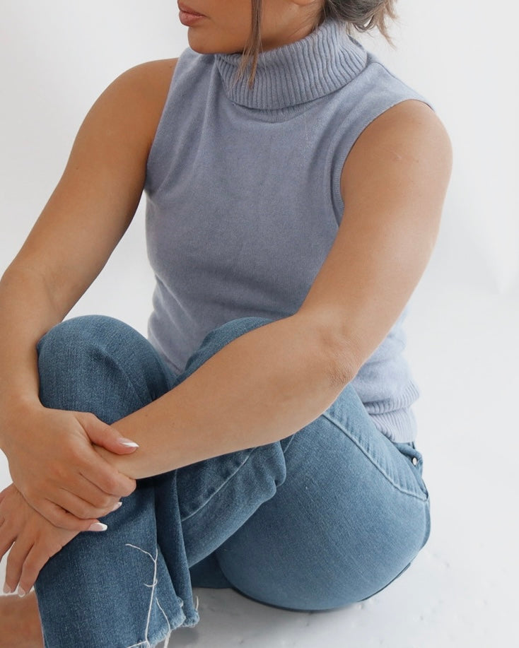 90's Inspired Cashmere Sleeveless Turtleneck (Sourced in NYC)