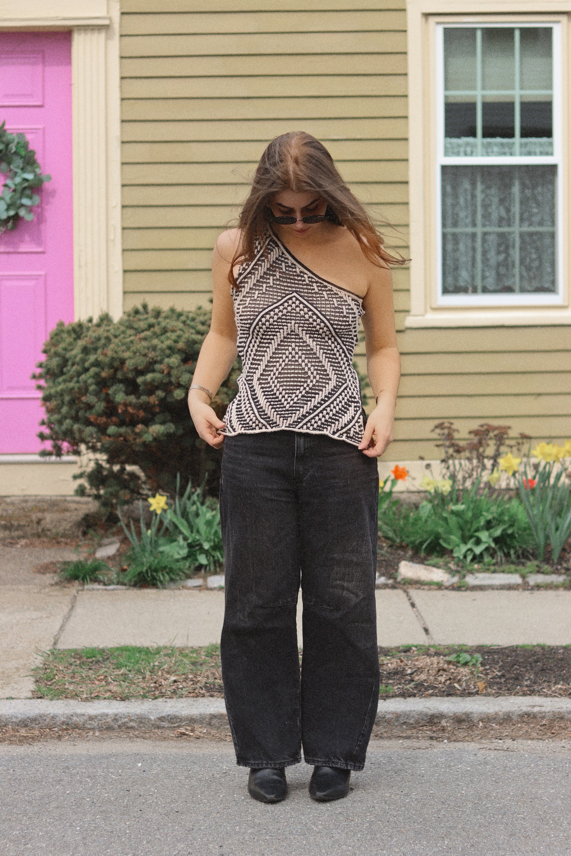 Upcycled Knit One-Shoulder Top